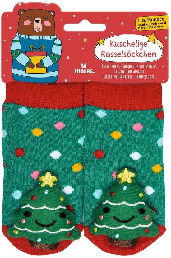 Moses Chaussettes Christmas Tree Junior Katoen/Polyester Rouge/Vert Taille unique
