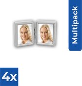Mini Metaal Verzilverd Fotolijstje 2-Luik 3-5x4-5cm 8735DL - Fotolijst - Voordeelverpakking 4 stuks