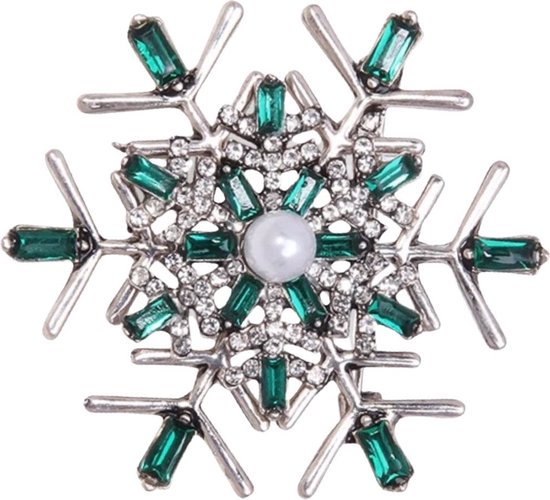 Broche décorative en cristal de glace de neige, 3,8 cm/4,3 cm/vert Argent