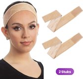 2 x SassyGoods® Anti Slip Pruik Band - Fluweel - Verstelbare Klittenband - Wig Grip - Naturel