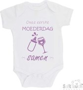 100% katoenen Romper "Onze eerste moederdag samen" Meisjes Katoen Wit/lila Maat 68/74