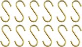 Crochets en S Or - 12 pièces - 6cm (crochets en S - crochets de suspension - patères - patères - crochets en S)
