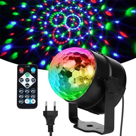 Éclairage de fête disco de fête, 7 couleurs, télécommande, lumières disco portables contrôlées par le son, rotatives à 360°, avec prise USB, lumières DJ, Siècle des Lumières de scène pour bar, KTV, voiture, fête à la maison
