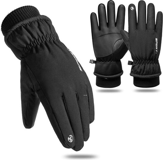 iBright Touchscreen Winter Handschoenen - Waterdichte Handschoenen - Geschikt voor Dames en Heren - Met extra warme Fleece voering - Maat M -Zwart