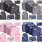 4 Pack - Swissbex Packing Cubes - 8-delig - Combipack 4 kleuren - Optimaliseer je Inpakken met Stijl, Gezinspakket