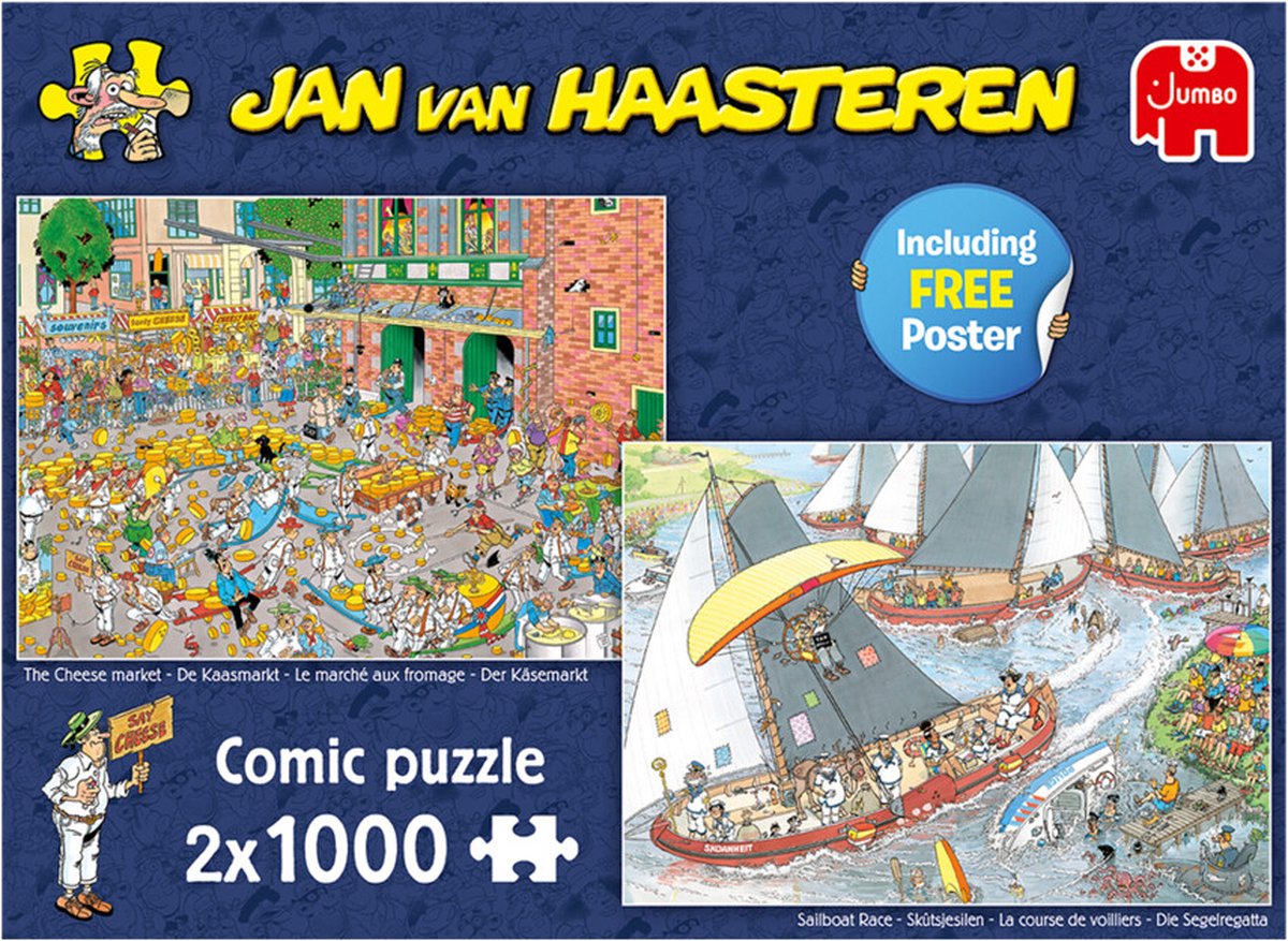 Jan van Haasteren - De Kaasmarkt & Skûtsjesilen - Puzzel - 2x1000 stukjes — afbeelding 3