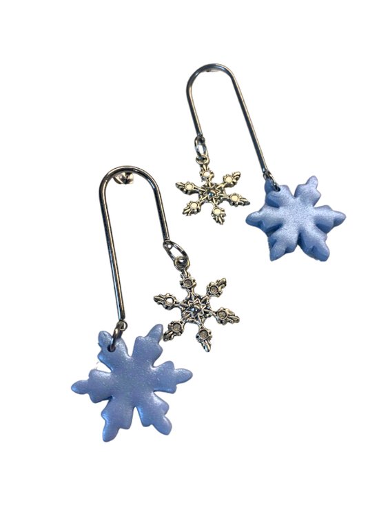 2 Love it Snowflake - Boucles d'oreilles - Acier inoxydable - Argile polymère - Léger - Blauw - Couleur argent