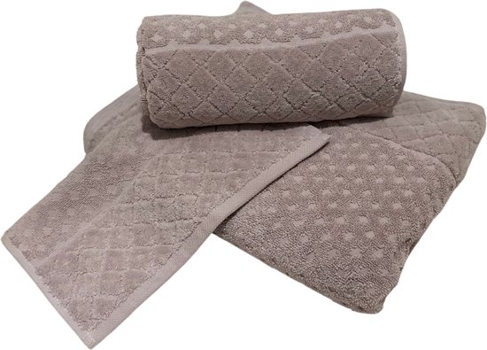 Thaulyo Handdoeken Set - Beige - 1x Baddoek & 1x Handdoek & 1x Gasten handdoek + Gratis Washandje