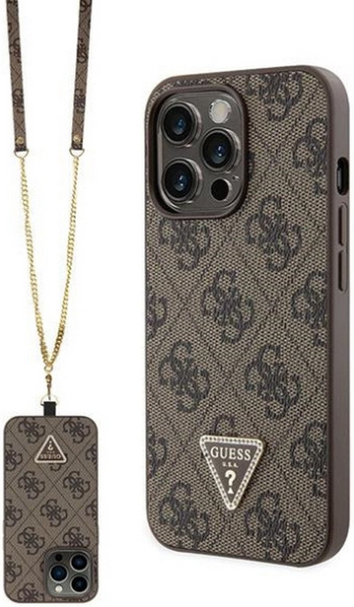 Guess 4G Triangle Crossbody Back Case - Geschikt voor Apple iPhone 13 Pro Max (6.7") - Bruin