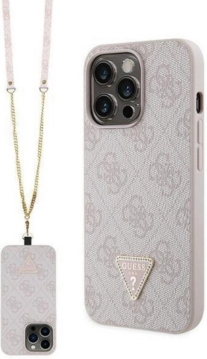 Guess 4G Triangle Crossbody Back Case - Geschikt voor Apple iPhone 13 Pro Max (6.7") - Roze
