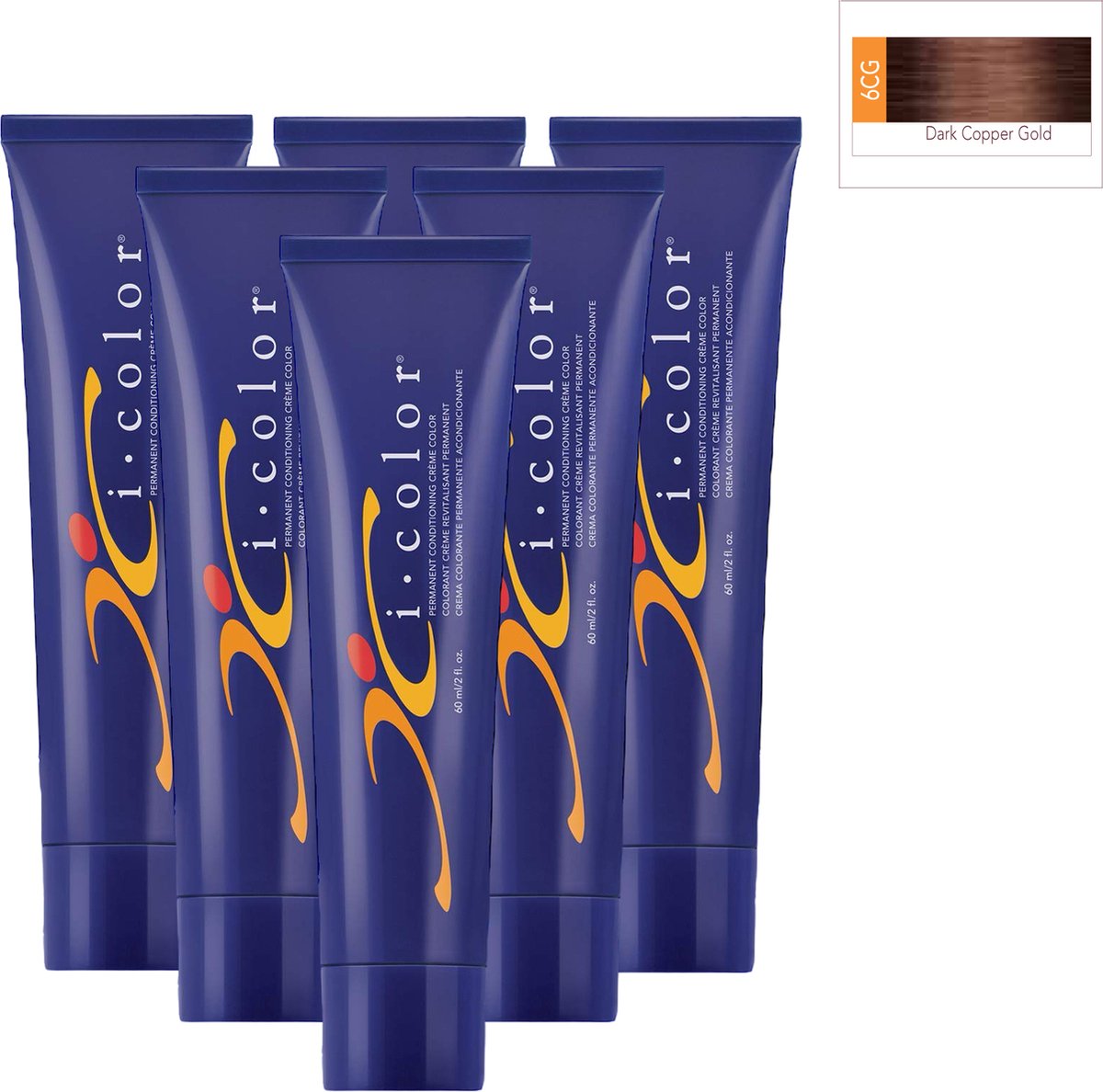 ISO i color Permanent Conditioning Crème Color 60ml 6CG( 6.43 ) Dark Copper Gold x 6 tubes