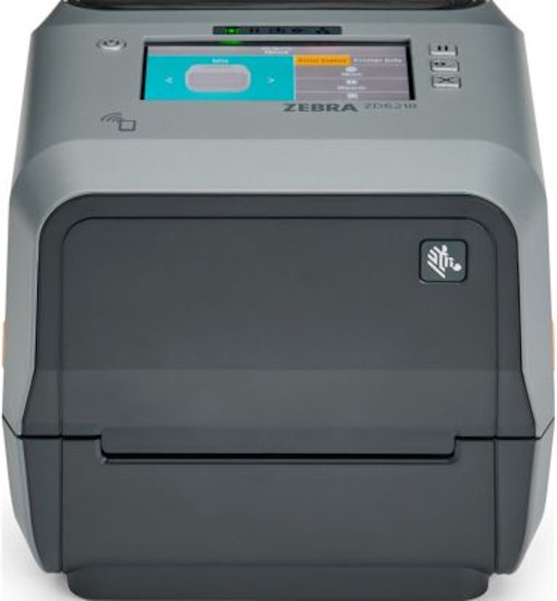 Zebra ZD621R, 12 dots/mm (300 dpi), peeler, disp. (kleur), RTC, RFID, USB, USB Host, RS232, BT (BLE), Ethernet, grijs