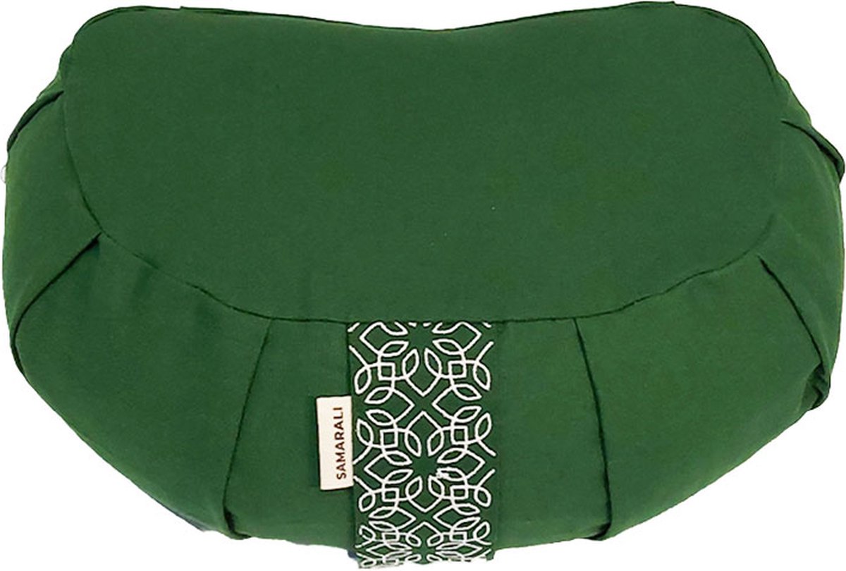 Bol.com Samarali Halve Maan Meditatiekussen - 38 × 25 × 14 cm – Ergonomisch Zafu Yoga Kussen – 100% Biologisch Katoen – Verstelb... aanbieding