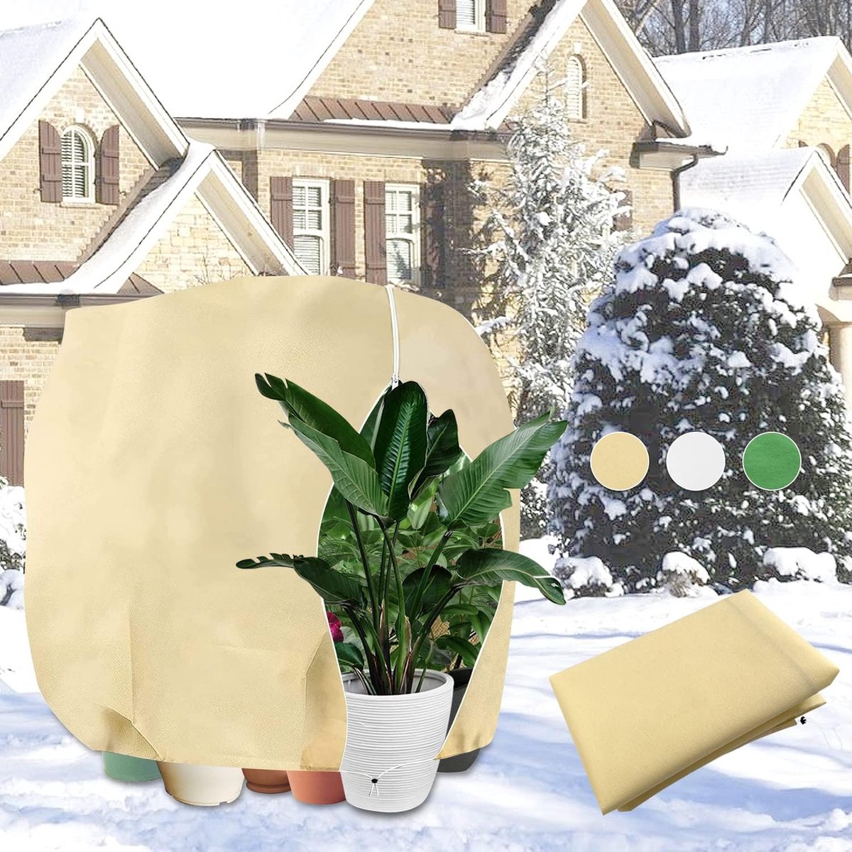 Protections Hivernales Pour Plantes - Lot De 2, 120 X 180 Cm - Tissu Respirant, Avec Fermeture éclair Et Cordon - 13