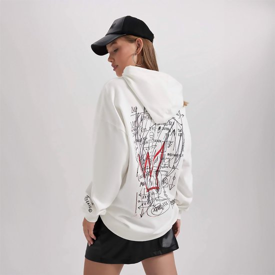Cool Jean - Licensed Michel Basquiat Oversized fit Wit Sweatshirt met ronde hals - Dames Sweatshirt- Maat: M