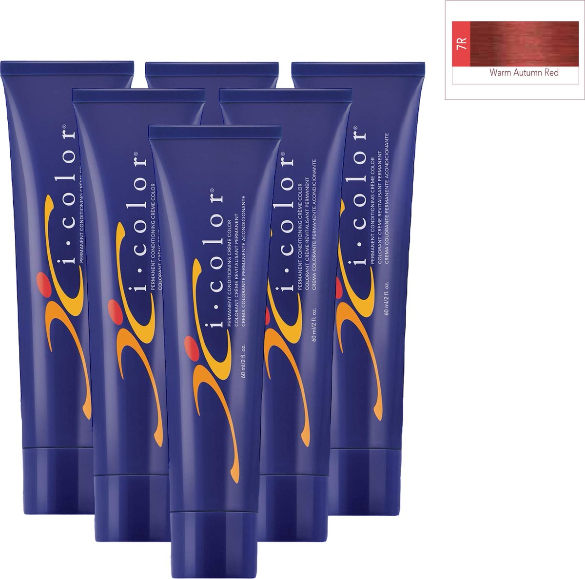 ISO i color Permanent Conditioning Crème Color 60ml 7R (7.5) Warm Autumn Red x 6 tubes