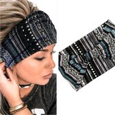 Hoge kwaliteit haarband met diverse patronen zwart met kleurtjes met veel stretch