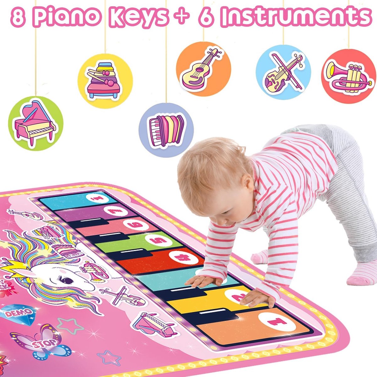 Activity Board Tapis De Piano, Tapis Musical Avec 8 Instruments Sonores Tapis De Danse Pour Enfants J 36698808