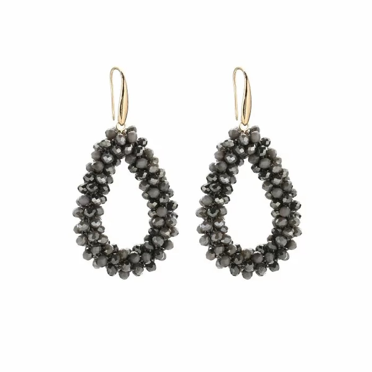 Statement oorbellen met kraaltjes - Yehwang - Oorbellen dames - Goud/Grijs - Stainless Steel oorbellen dames - Gouden oorbellen - Kerst - Kerst oorbellen - Party oorbellen - Moederdag - Valentijn