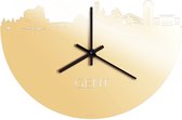 Skyline Klok Gent Goud Metallic - Ø 40 cm - Stil uurwerk - Wanddecoratie - Meer steden beschikbaar - Woonkamer idee - Woondecoratie - City Art - Steden kunst - Cadeau voor hem - Cadeau voor haar - Jubileum - Trouwerij - Housewarming - WoodWideCities