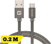 Swissten Micro-USB naar USB kabel - 0.2M - Grijs