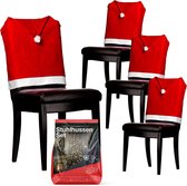 Klingler 6 x stoelhoezen, overtrekken, stoelbekleding, kersthoes, rood, kerstovertrek, decoratie, decoratie