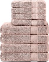 Komfortec Handdoekenset – Set van 8 - 4x Handdoek 50x100 cm en 4x Badhanddoek 70x140 cm - 100% Katoen - Bloesemroze