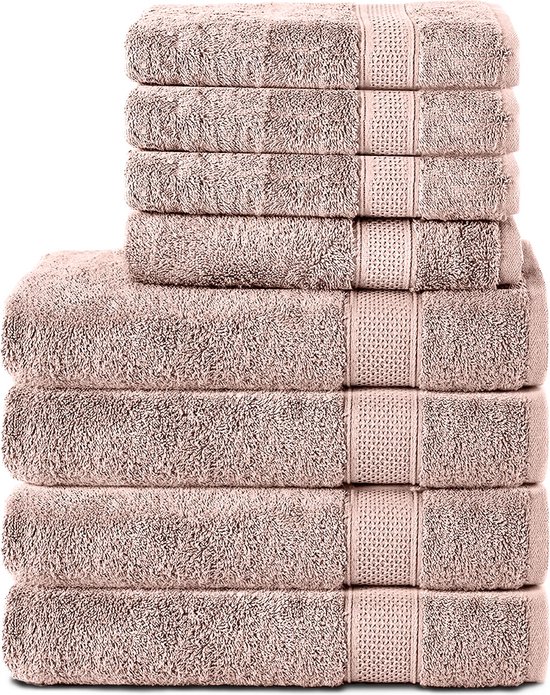 Komfortec Handdoekenset – Set van 8 - 4x Handdoek 50x100 cm en 4x Badhanddoek 70x140 cm - 100% Katoen - Bloesemroze