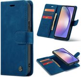 Casemania Hoesje Geschikt voor Samsung Galaxy S24 Plus Navy Blue - 2 in 1 Magnetic Book Case