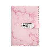 Luxe Dagboek met Slot - Geschikt voor Vrouwen & Meisjes - Cijferslot - Roze Marmer Design