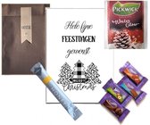 Thee kerst cadeaupakketje chocolade cadeautje kerstmis - fijne feestdagen | merry little christmas cadeaupakketje | cadeaushop | kerstpakketje