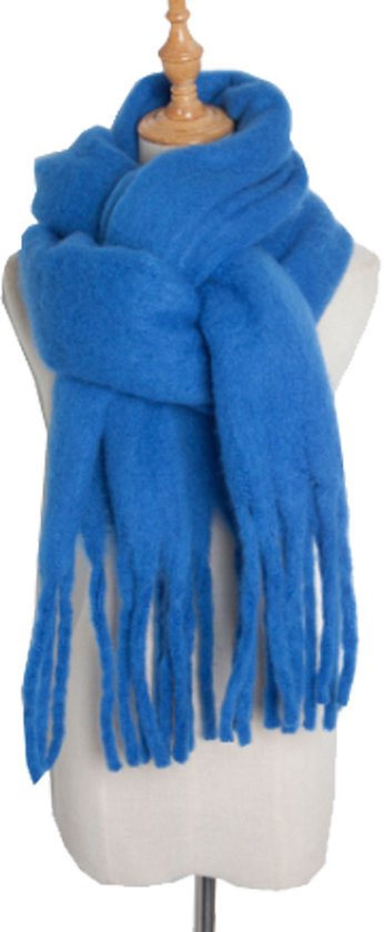 Sjaal Royal blue Fluffy met franjes / chunky fluffy scarfs / accessoires dames Sjaal / wintersport / fluffy sjaal / fluffy scarf
