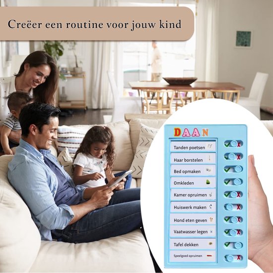 Planificateur de tâches - Tableau de planification pour construire des routines - Planificateur de jour pour enfant - Liste de tâches simple pour chaque situation - Liste de tâches pour les enfants - Blauw