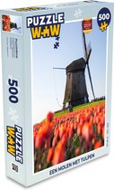 Puzzel Een molen met tulpen - Legpuzzel - Puzzel 500 stukjes