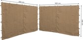 2 Side Panels with Zip 300 x 195 cm for Gazebos 3 x 3 m Side Wall Beige RAL 1001