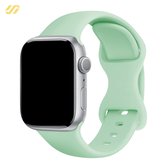 Geschikt voor Apple Watch bandje - Siliconen - Mint Groen - 42/44/45/49mm - Voor iWatch 1,2,3,4,5,6,7,8,9,SE,Ultra