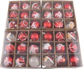 Kerstballen - 36 Delige Set - Kerstversiering - Rood - Klassiek - Verschillende Afwerkingen - Kerstboom Kerstballen - Voor in de kerstboom