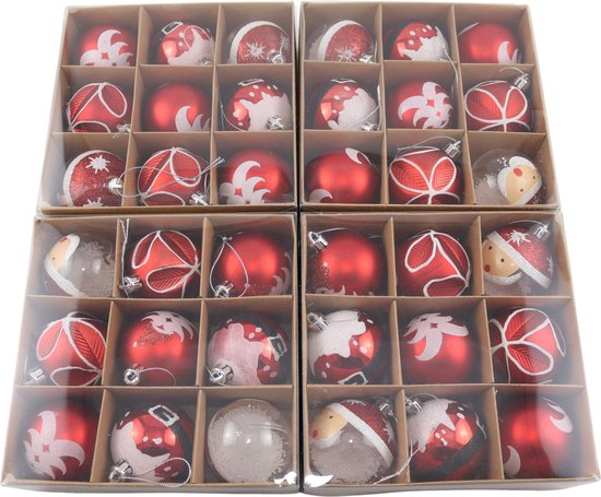 Kerstballen - 36 Delige Set - Kerstversiering - Rood - Klassiek