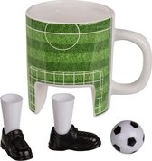 Geschenkset voetbalbeker met mini-voetbalschoenen en voetbalschoenen voor de vingers, voetbal, mok keramische mok koffiebeker van keramiek