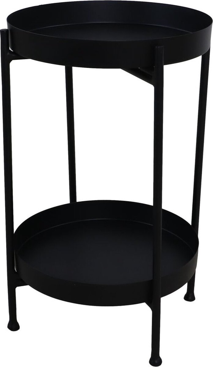 Elsie Bijzettafel - 35x35x50 - Zwart - Metaal - bijzettafels, bijzettafel buiten, bijzet tafel, bijzettafel metaal met hout, bijzettafel vierkant, bijzettafel rond, bijzettafel industrieel