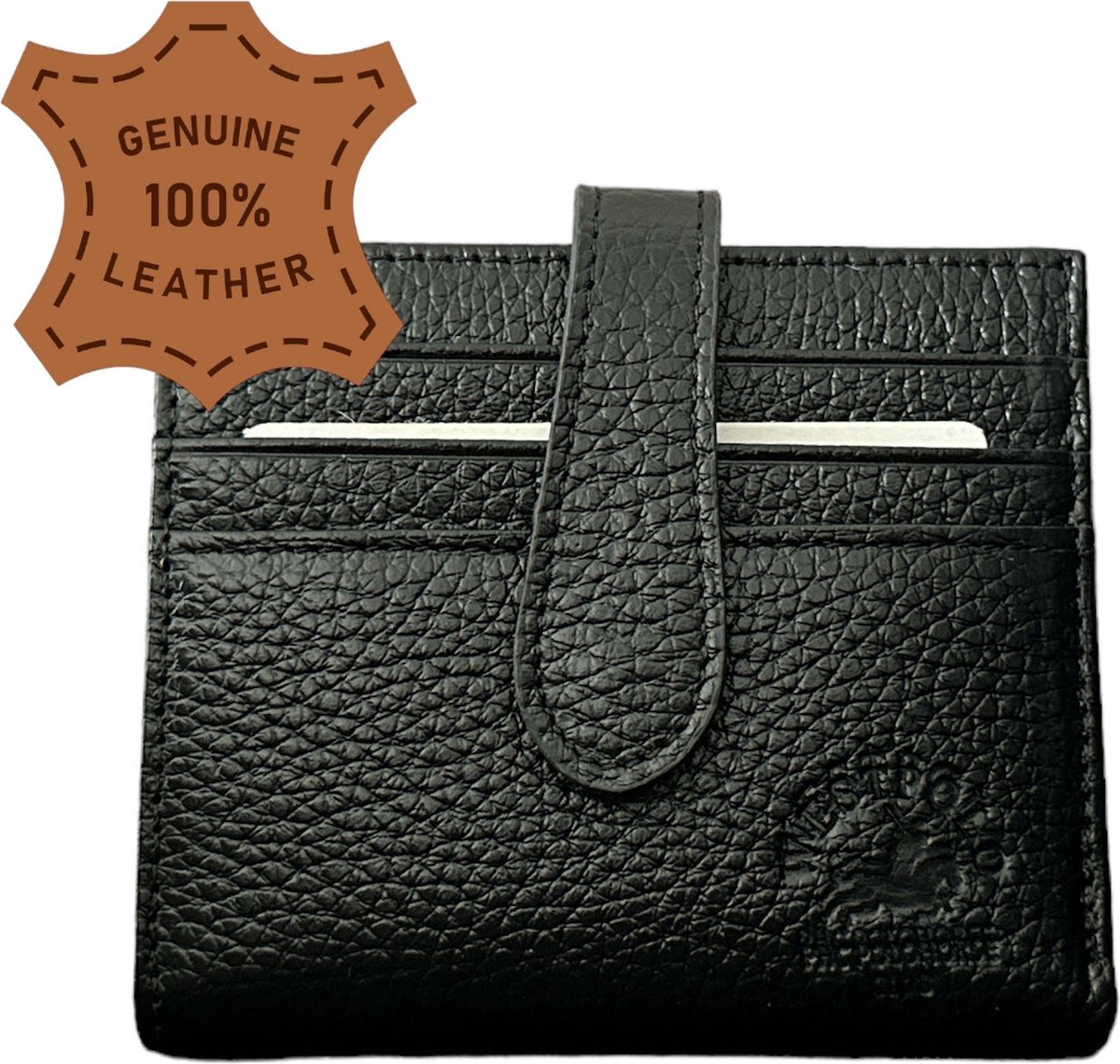 Westpolo Stijlvolle leren pasjeshouder - Perfect cadeau voor verjaardagen, Valentijnsdag, Moederdag en Vaderdag! - Zwart - Met Luxe Cadeaubox - 9075 van Leerella