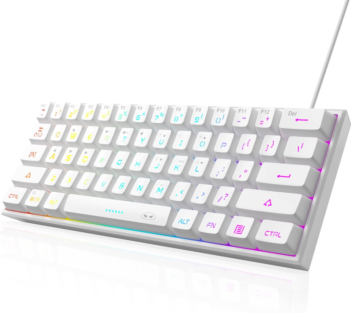 MageGee TS91 Wit - Gaming Toetsenbord - 60% Keyboard - Ergonomisch - RGB toetsenbord