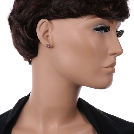 Boucles d'oreilles Behave - boucles d'oreilles clous - couleur argent - avec pierre rose - 0,5 cm