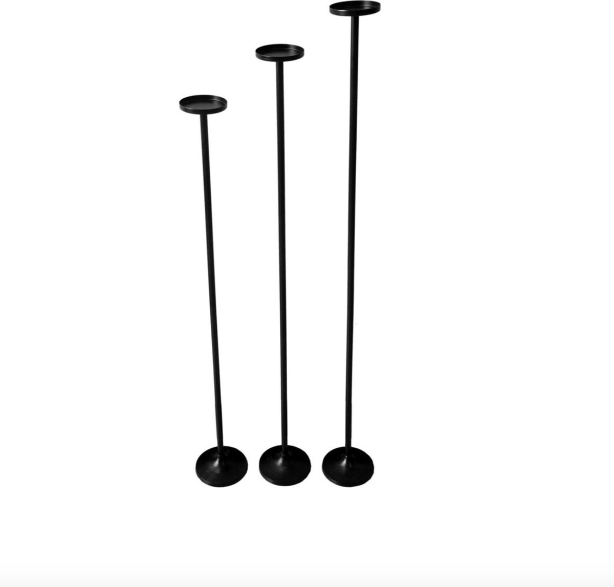 Branded by Kandelaar Stompkaars Set 3 stuks XL kandelaars zwart 120cm 110cm en 100cm vloerkandelaar kaarsenstandaard kaarsenhouder groot stompkaarskandelaar