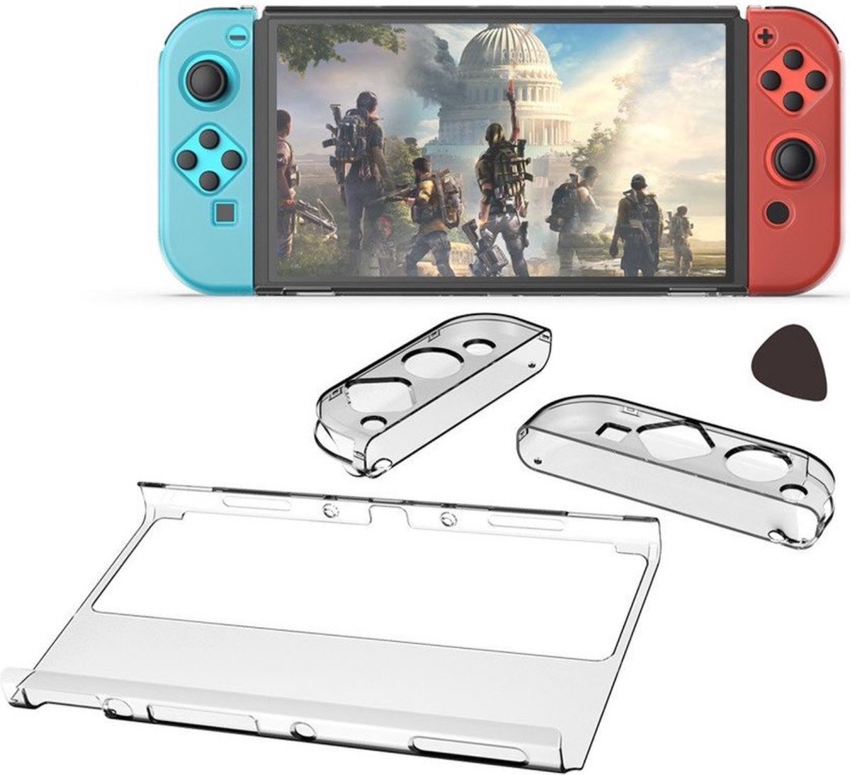 CHPN - Nintendo Switch backcover case - Geschikt voor OLED Nintende Switch - Hoesje voor Nintendo switch - Schokbestendig - Bescherm Case - Transparant - Backcover