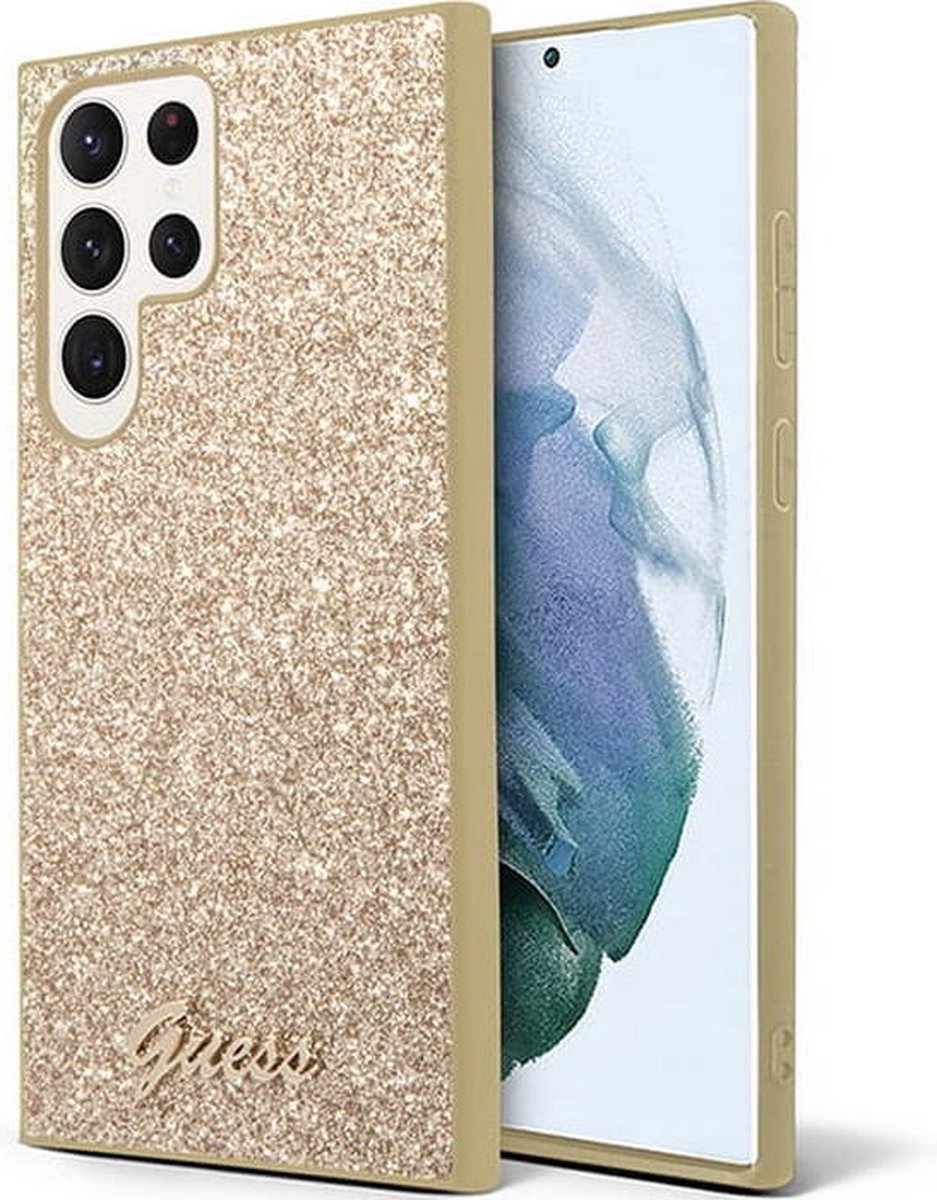 Guess Glitter Flakes Case geschikt voor Samsung Galaxy S23 Ultra (S918) - Goud