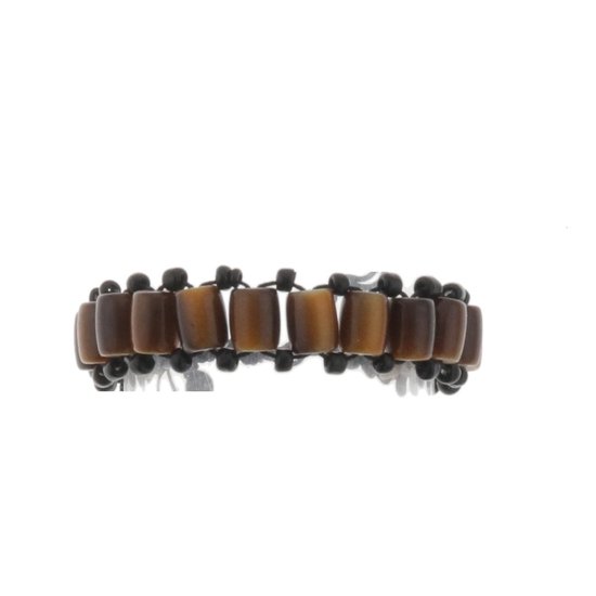 Bracelet Behave - marron - noir - perles - unisexe - réglable