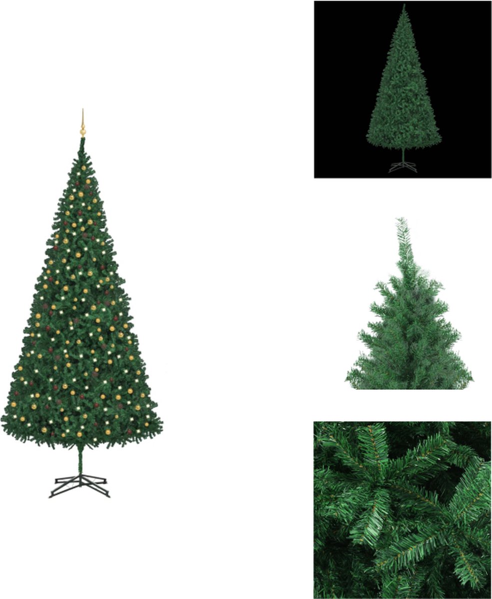 vidaXL Kunstkerstboom Extra Groot - 500 cm - Groen - PVC - Met LED-verlichting - Decoratieve kerstboom