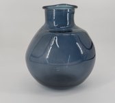 vaas blauw gerecycled glas : L25 x B25 x H31 cm opening 10 cm