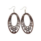 Behave Boucles d'oreilles - boucles d'oreilles - ovales - marron - décorées - femme - 9cm